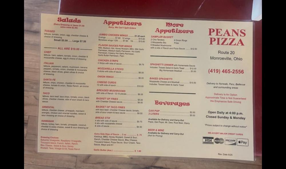 Pean's Pizza Subs & Sudz Menu image 3